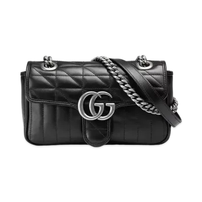 GUCCI GG Marmont Mini Shoulder Bag "Black Quilting Leather"
