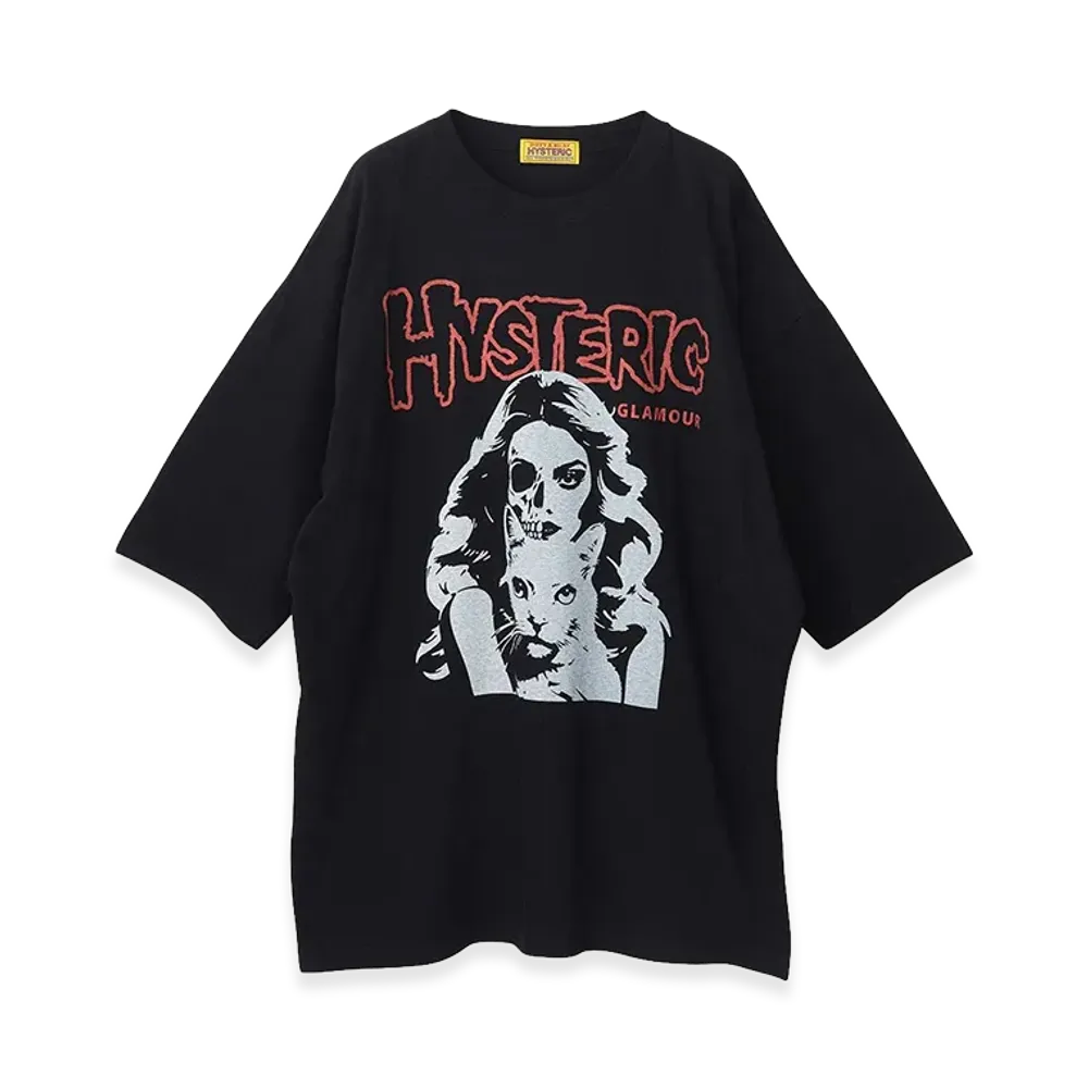 HYSTERIC GLAMOUR Women's Hysteric Woman Half Skull Cat Oversized Dress "Black"