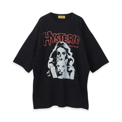 HYSTERIC GLAMOUR Women's Hysteric Woman Half Skull Cat Oversized Dress "Black"