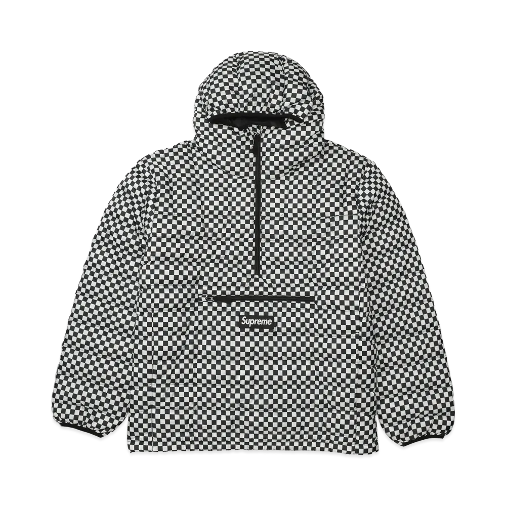 Supreme Micro Down Half Zip Hooded Pullover "White Checkerboard"