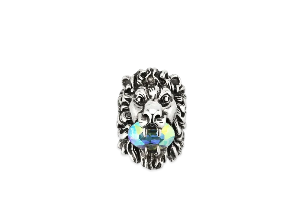 GUCCI Lion Head Ring With Crystal "Aurora"