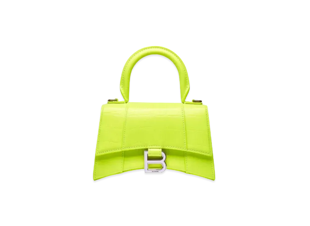 BALENCIAGA Women's Hourglass XS Top Handle Bag "Fluo Yellow"
