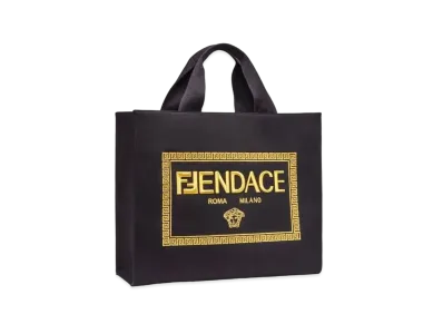 FENDI x Versace Fendace Embroidered Black Canvas Logo Bag "Black"