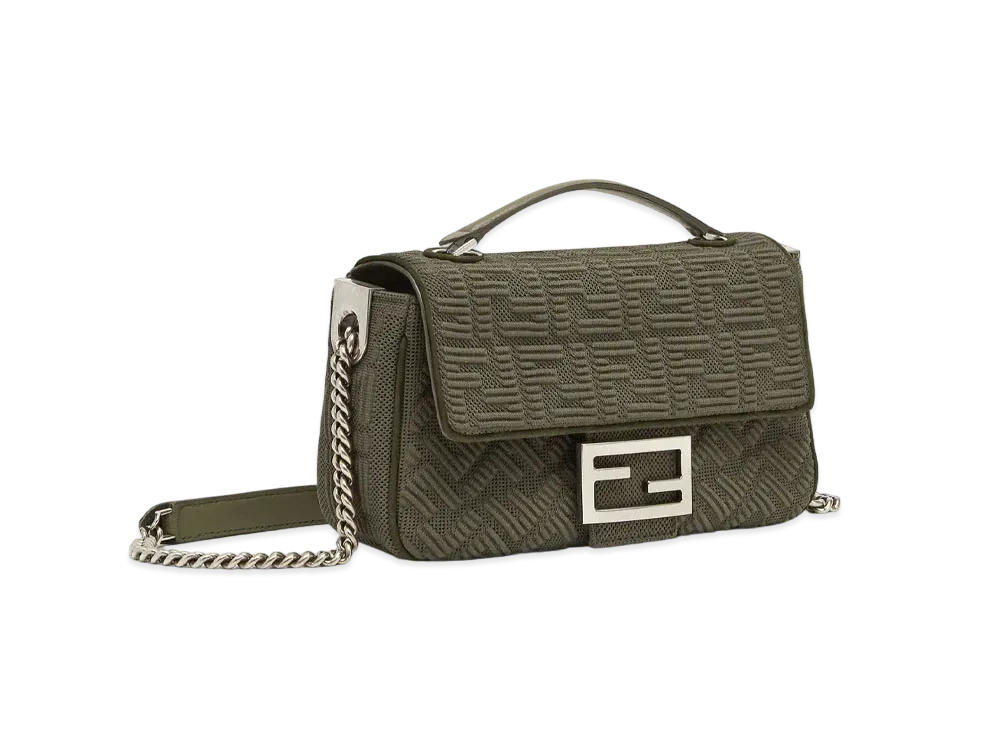 FENDI Midi Baguette Chain Ff Fabric Bag "Green"