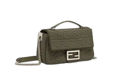FENDI Midi Baguette Chain Ff Fabric Bag "Green"
