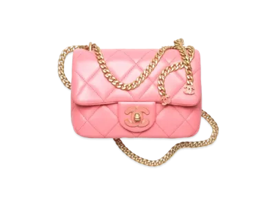 CHANEL Mini Flap Bag Lambskin & Enamel "Pink"