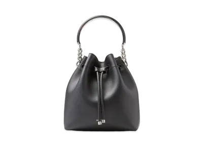 Jimmy Choo Bon Bon Bucket Calf Leather Drawstring Bag "Black"