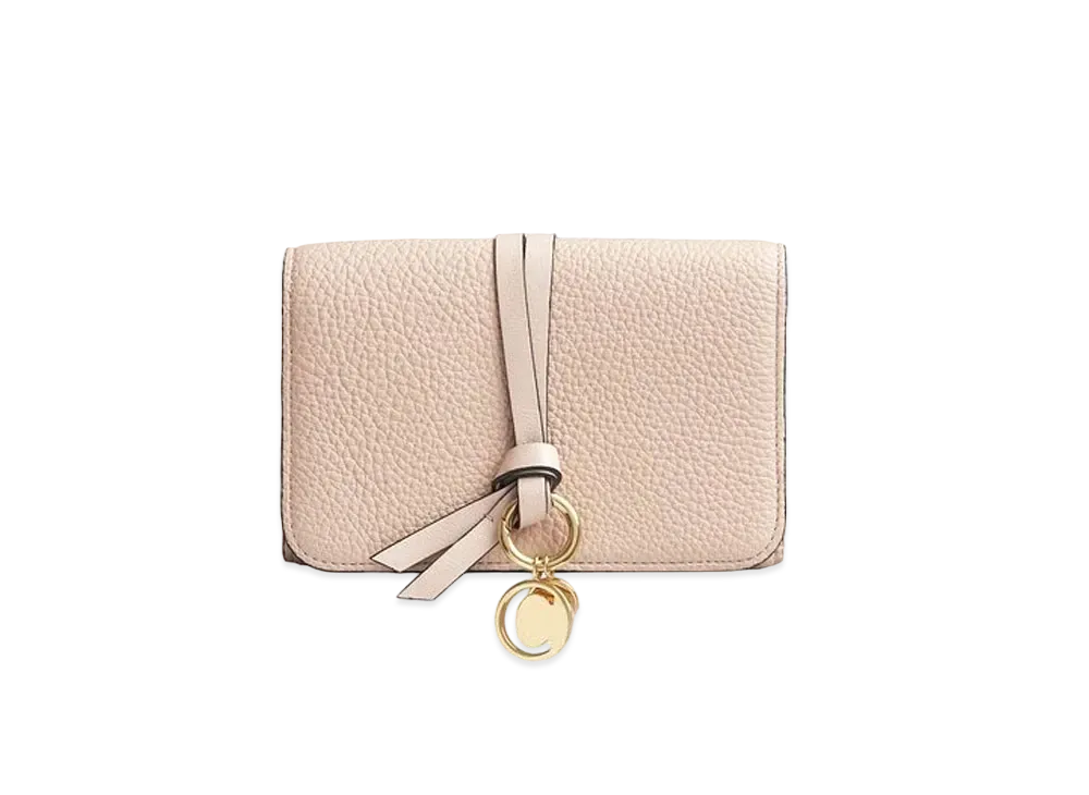 Chloe Women's Alphabet Compact Wallet In Grained & Smooth Calfskin "Blush Nude"