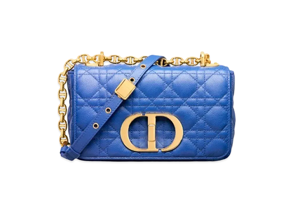 Dior Small Dior Caro Bag Greek Blue Supple Cannage Calfskin "Greek Blue"