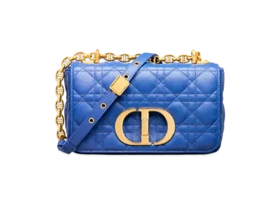 Dior Small Dior Caro Bag Greek Blue Supple Cannage Calfskin "Greek Blue"
