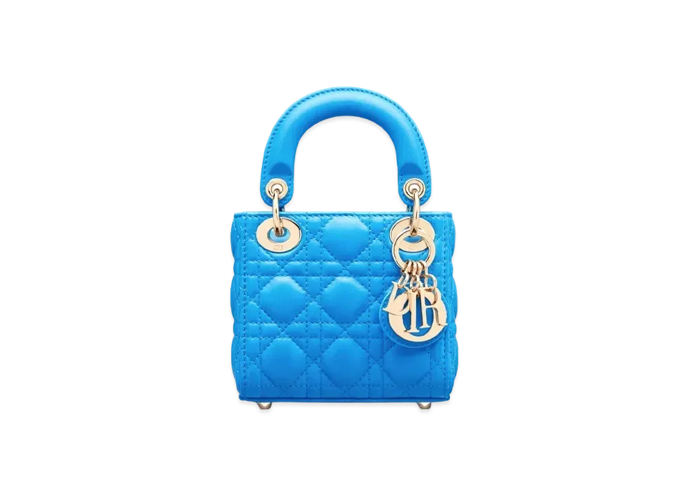 Dior Lady Dior Microbag Cannage Lamb Skin "Cloud Blue"