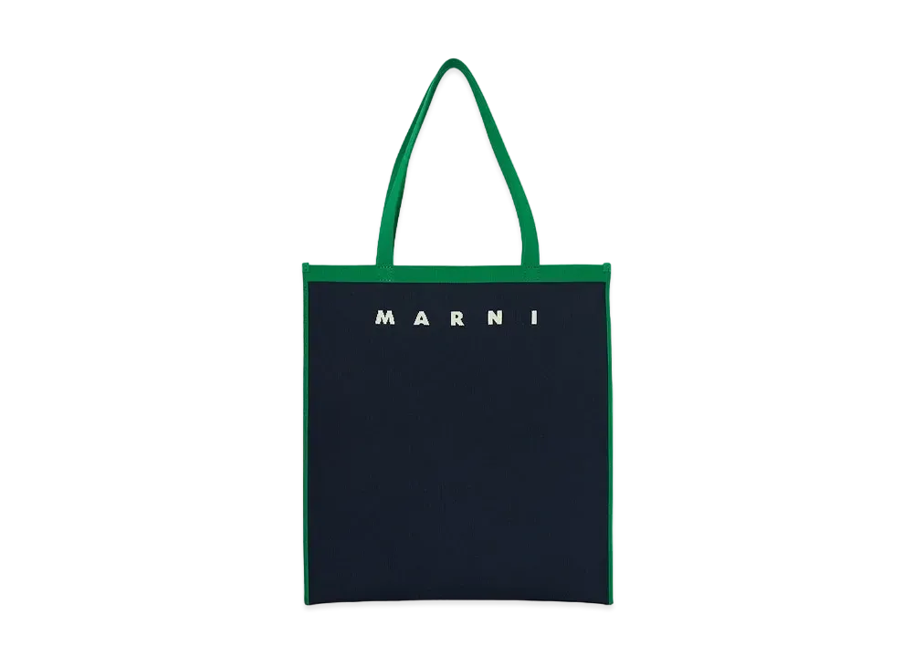 Marni Blue Black & Green Jacquard Bag "Black/Garden Green/Silk White"