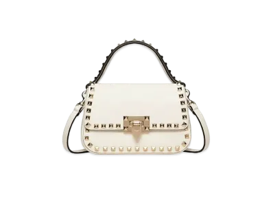 Valentino Small Rockstud Grainy Calfskin Handbag "Light Ivory"