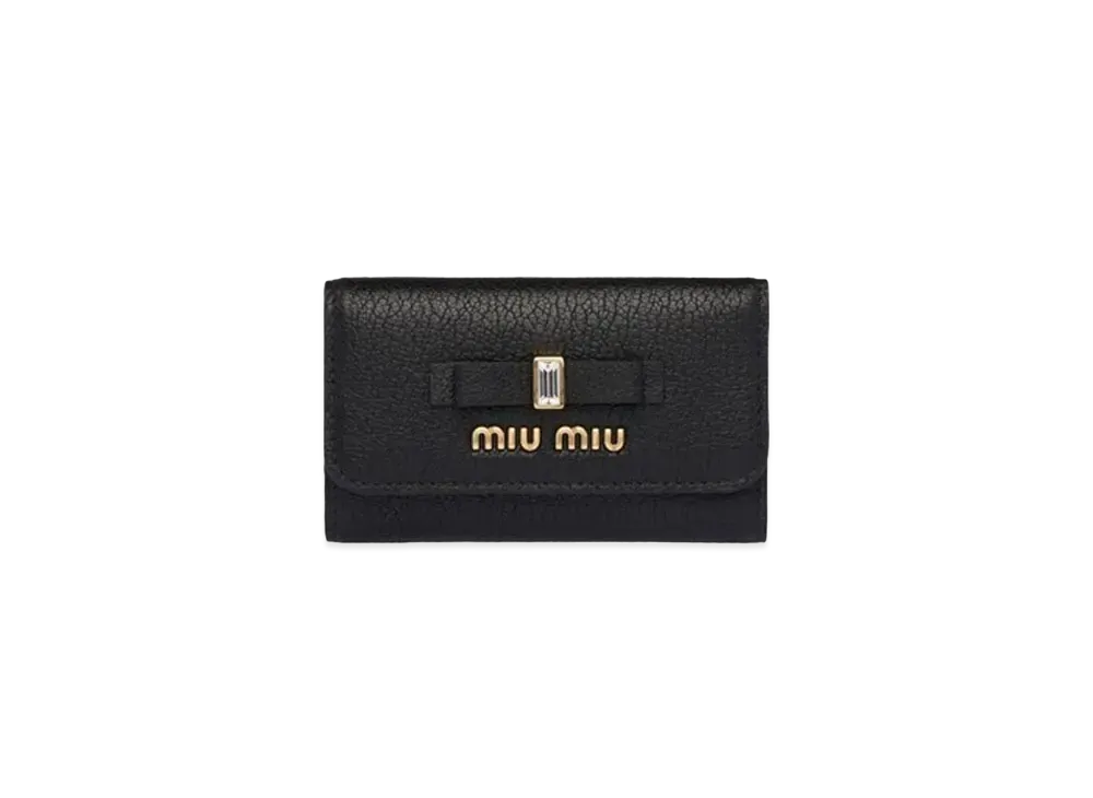 MIU MIU Madras Leather Key Case "Black"