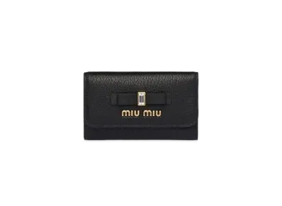 MIU MIU Madras Leather Key Case "Black"