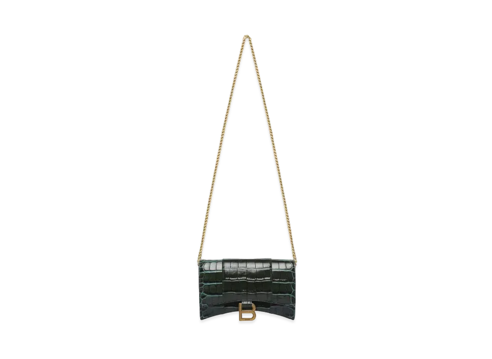BALENCIAGA Hourglass Wallet On Chain "Green"