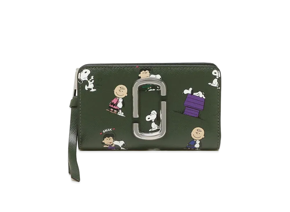 Marc Jacobs Peanuts X Marc Jacobs The Snapshot Compact Wallet "Dark Green Multi"
