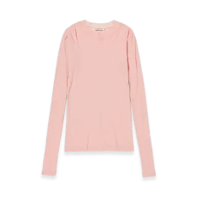 AURALEE Super High Gauge Sheer Rib L/S T-Shirt "Light Pink"