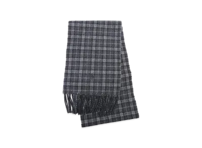 Polo Ralph Lauren Wool Solid Reversible Plaid Scarf "Gray"