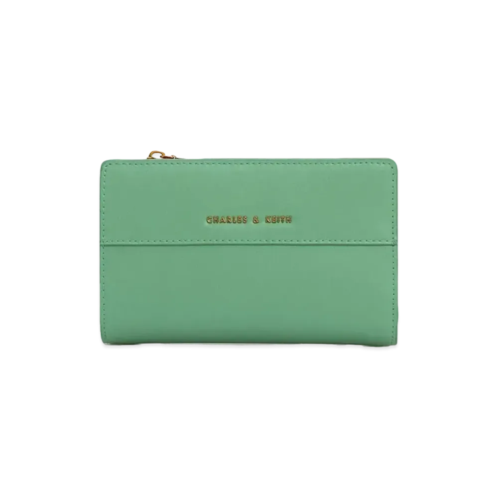 CHARLES & KEITH Snap Button Small Wallet "Green"