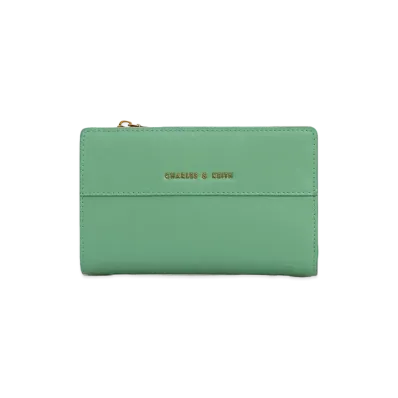 CHARLES & KEITH Snap Button Small Wallet "Green"