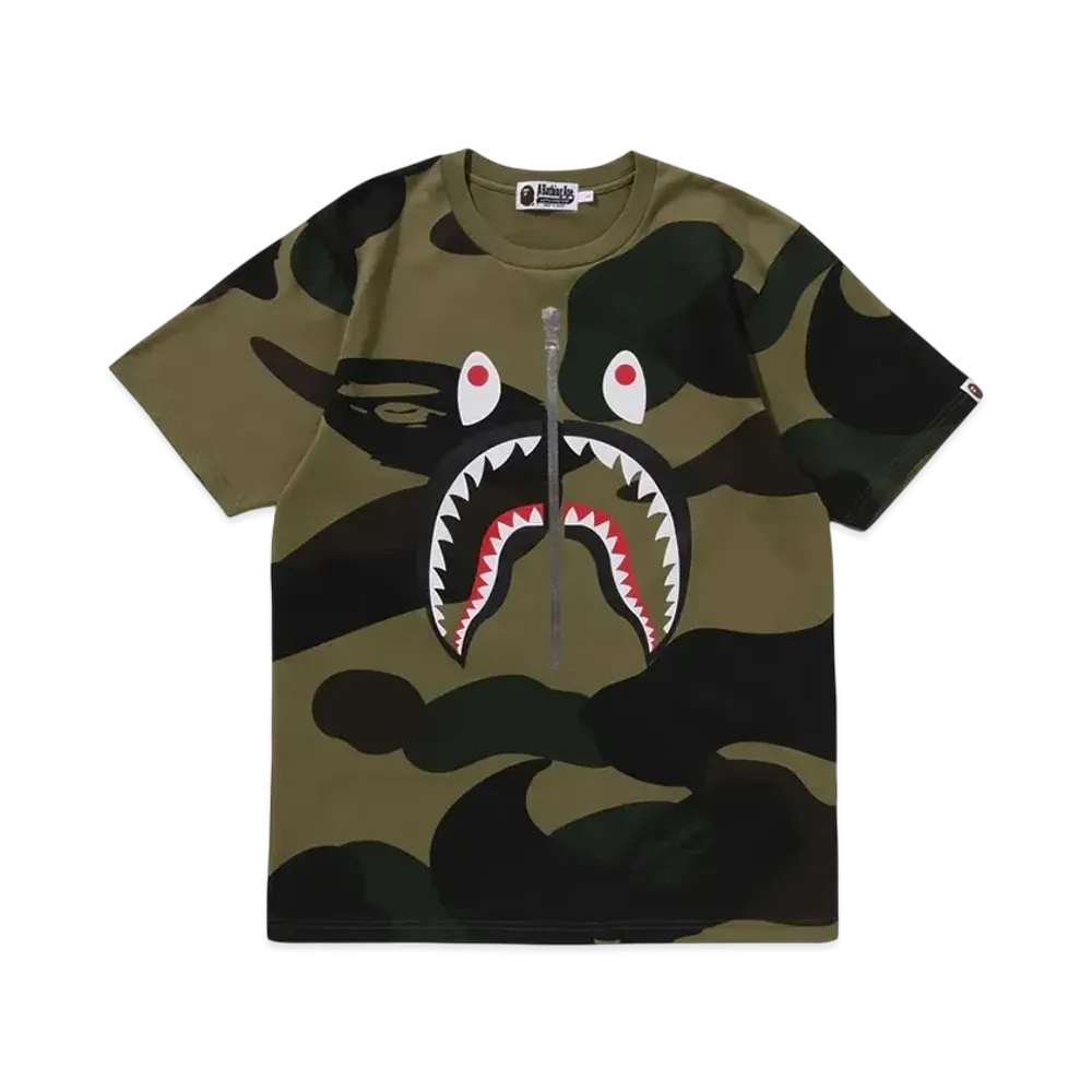 A BATHING APE Giant 1St Camo Shark Tee "Green"