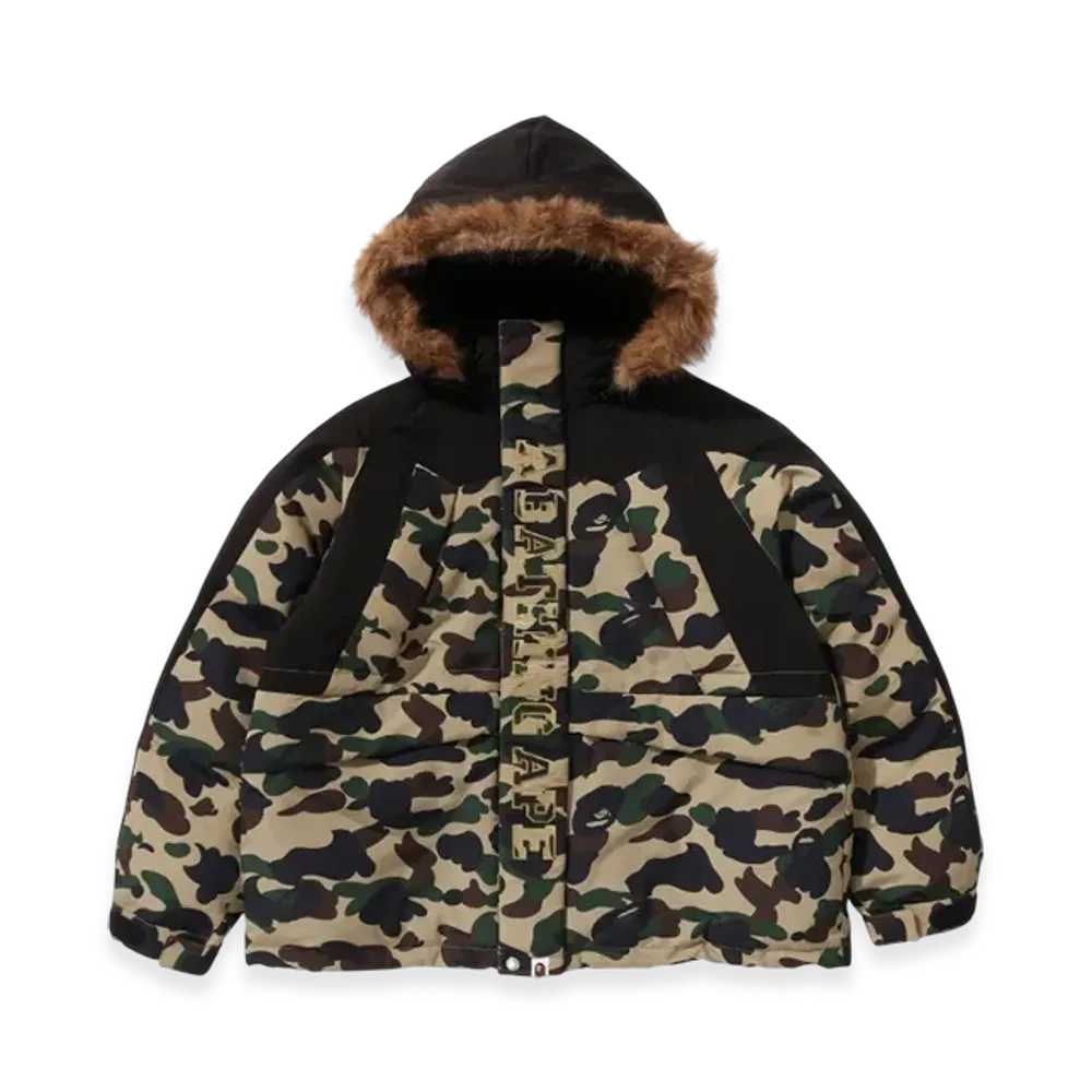 A BATHING APE 1st Camo Snowboard Down Jacket "Yellow"