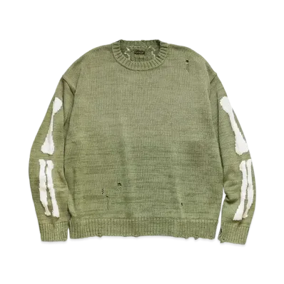KAPITAL 5G COTTON KNIT BONE CREWS WEATER "Khaki"