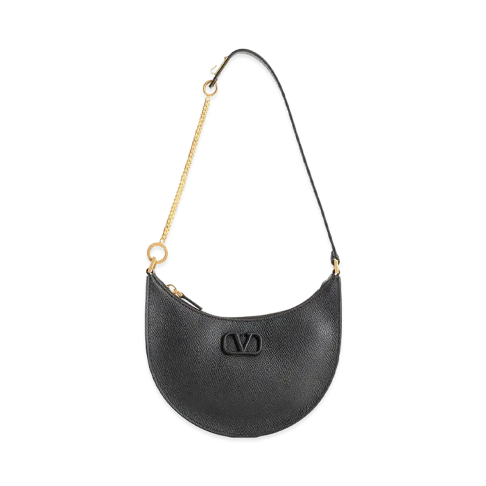 Valentino Hobo Bag Vlogo Signature Grain Calfskin Mini "Black"