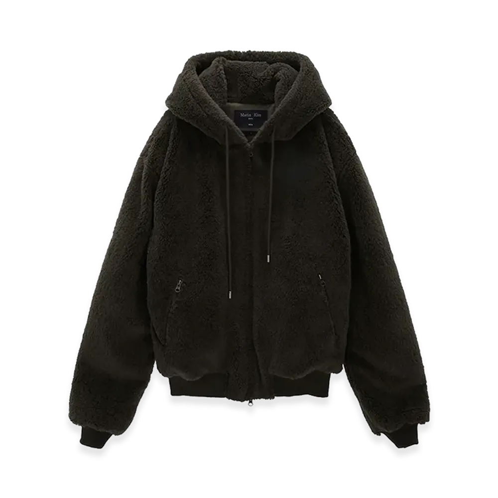 Matin Kim Logo Point Fleece Hoody Jumper "Khaki"
