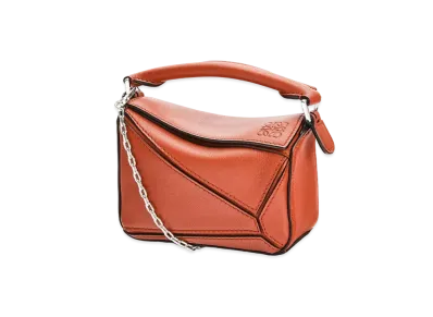 LOEWE Nano Puzzle Bag In Classic Calfskin "Vermillion"