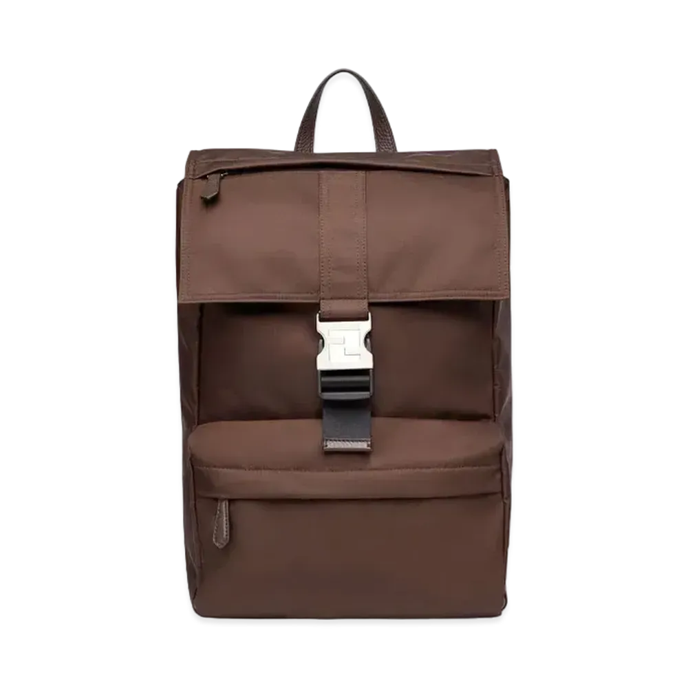 FENDI Ness Back Pack Medium Nylon Backpack "Brown"