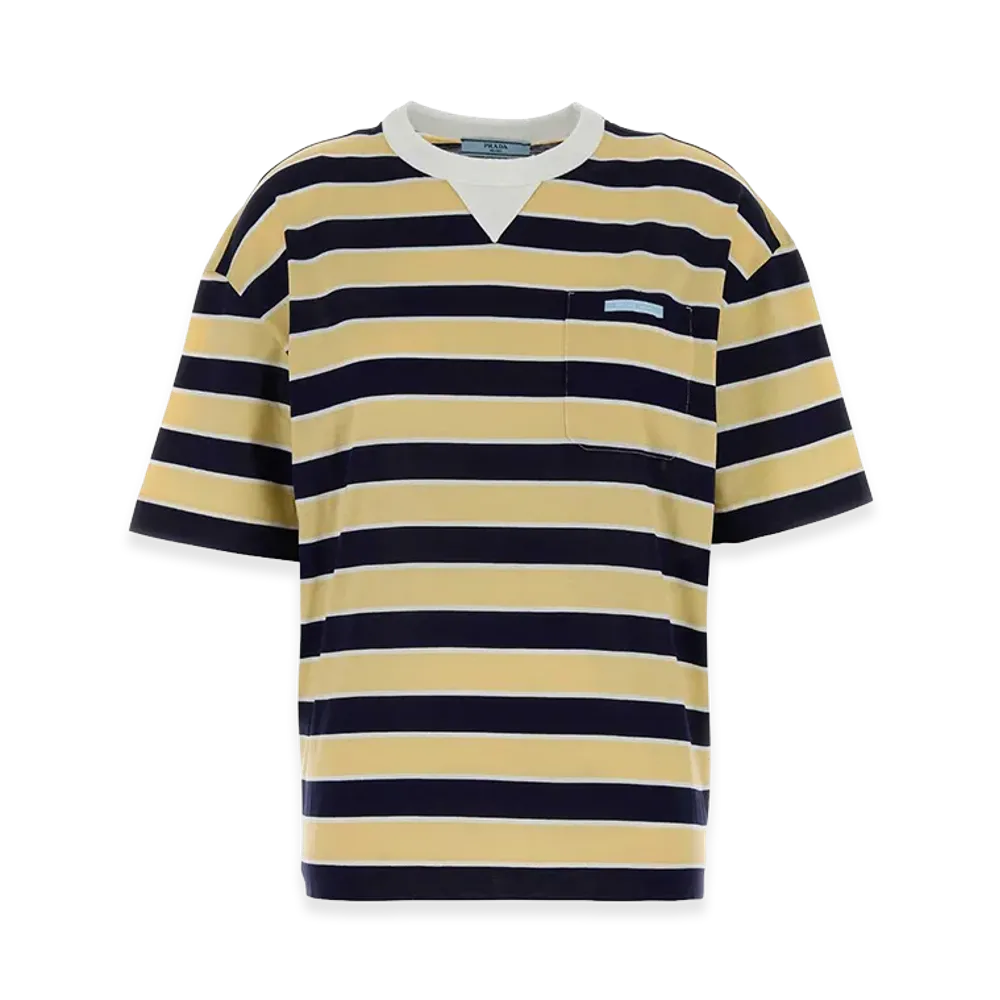 PRADA Women's Embroidecotton Oversize T-Shirt "Stripped"