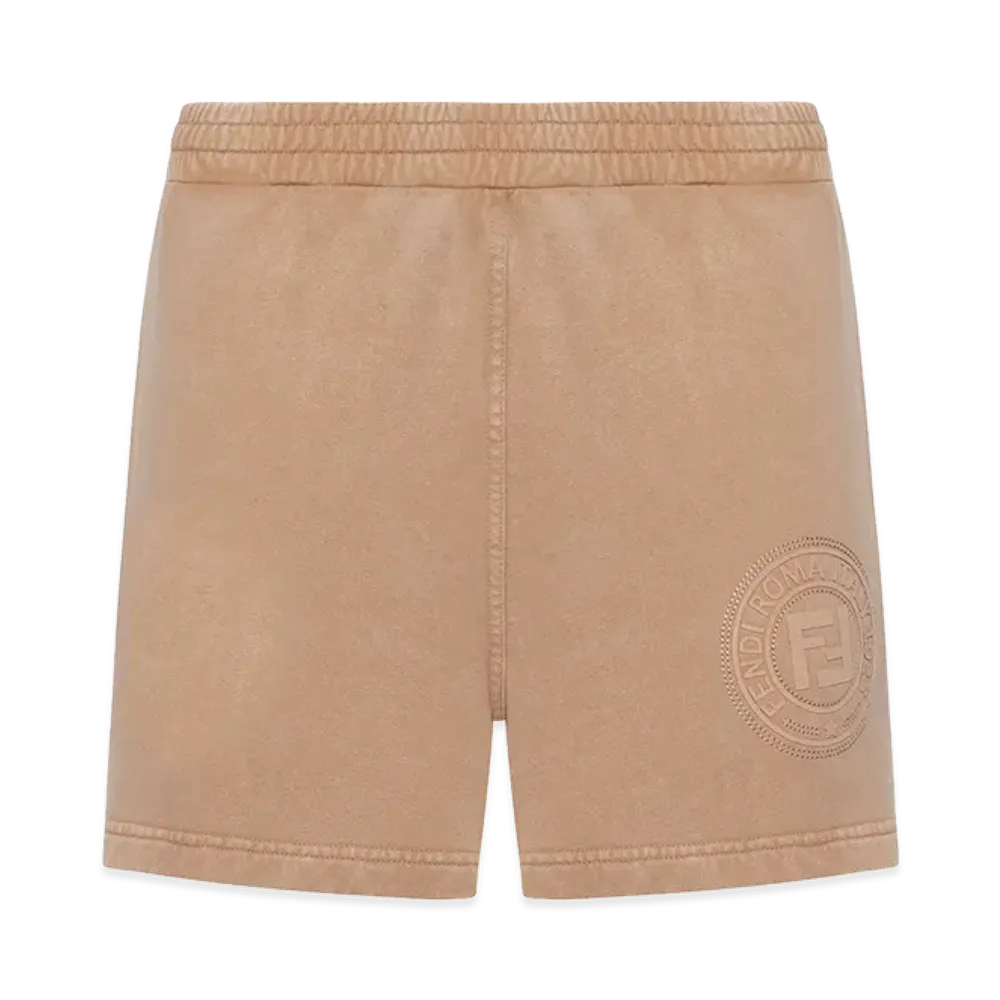 FENDI Women's Cotton Shorts With Roma Logo "Brown"