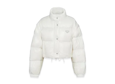 PRADA Women's Re-Nylon Cropped Convertible Down Jacket "White"