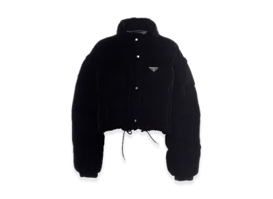 PRADA Convertible Cropped Velvet Down Jacket "Black"