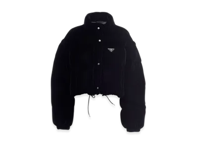 PRADA Women's Velvet Cropped Puffer Jacket "Black"