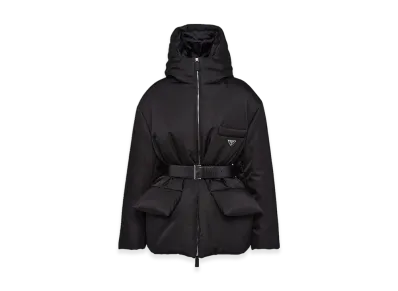 PRADA Women's Re-Nylon Hooded Down Jacket "Black"