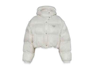 PRADA Women's Re-Nylon Convertible Cropped Down Jacket "White"