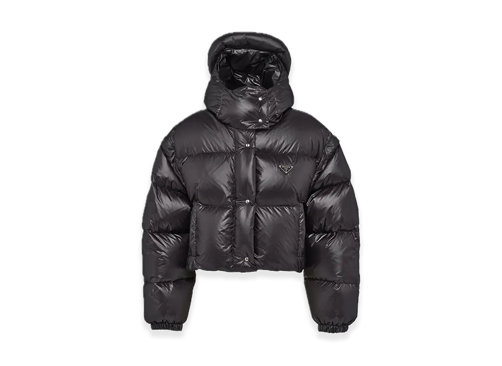 PRADA Re-Nylon Convertible Cropped Down Jacket "Black"