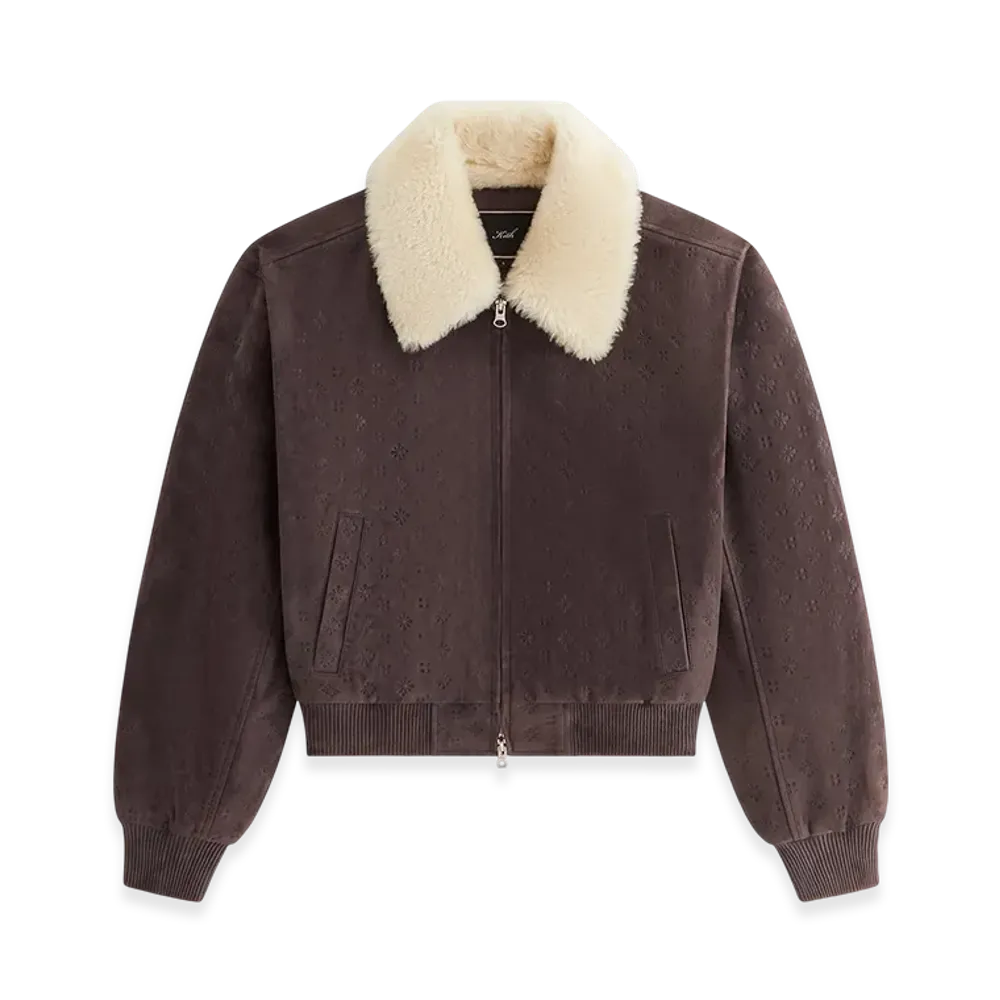 Kith Women Dalton Debossed Suede Bomber "Hematite"