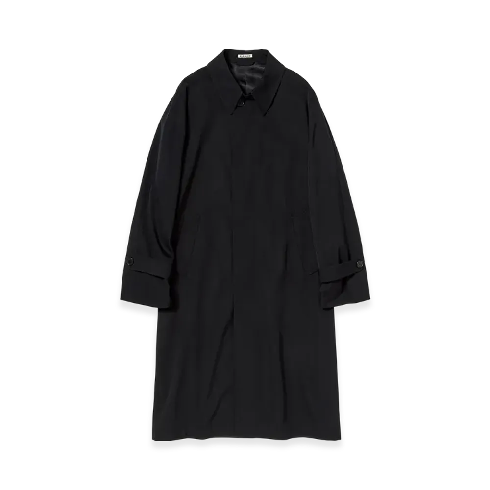 AURALEE Light Wool Max Gabardine Coat "Top Black"