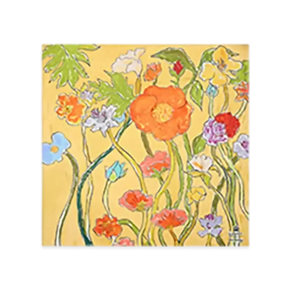 Burberry Highgrove Cascade Flower Silk Scarf "Yellow"