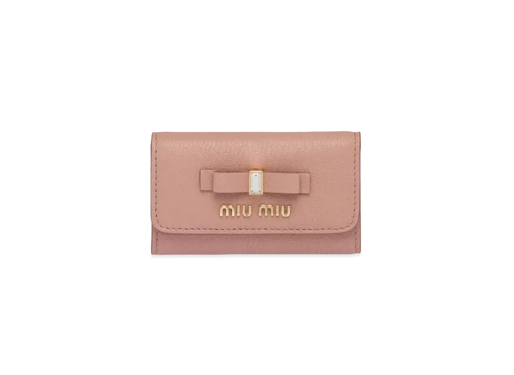 MIU MIU Madras Leather Key Case "Orchid Pink"