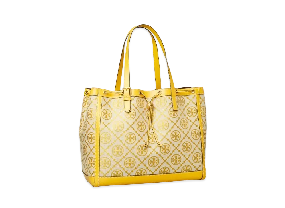 Tory Burch T Monogram Jacquard Tote Bag "Gold Finch"