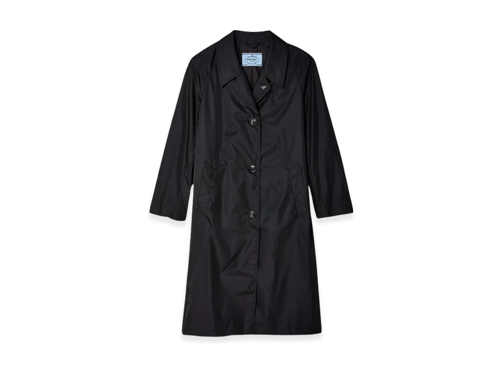 PRADA Women's Re-Nylon Single-Breasted Midi Coat "Black"