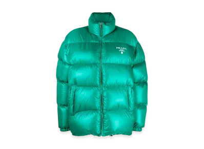 PRADA Women's Re-Nylon Hooded Down Jacket "Emerald Green"