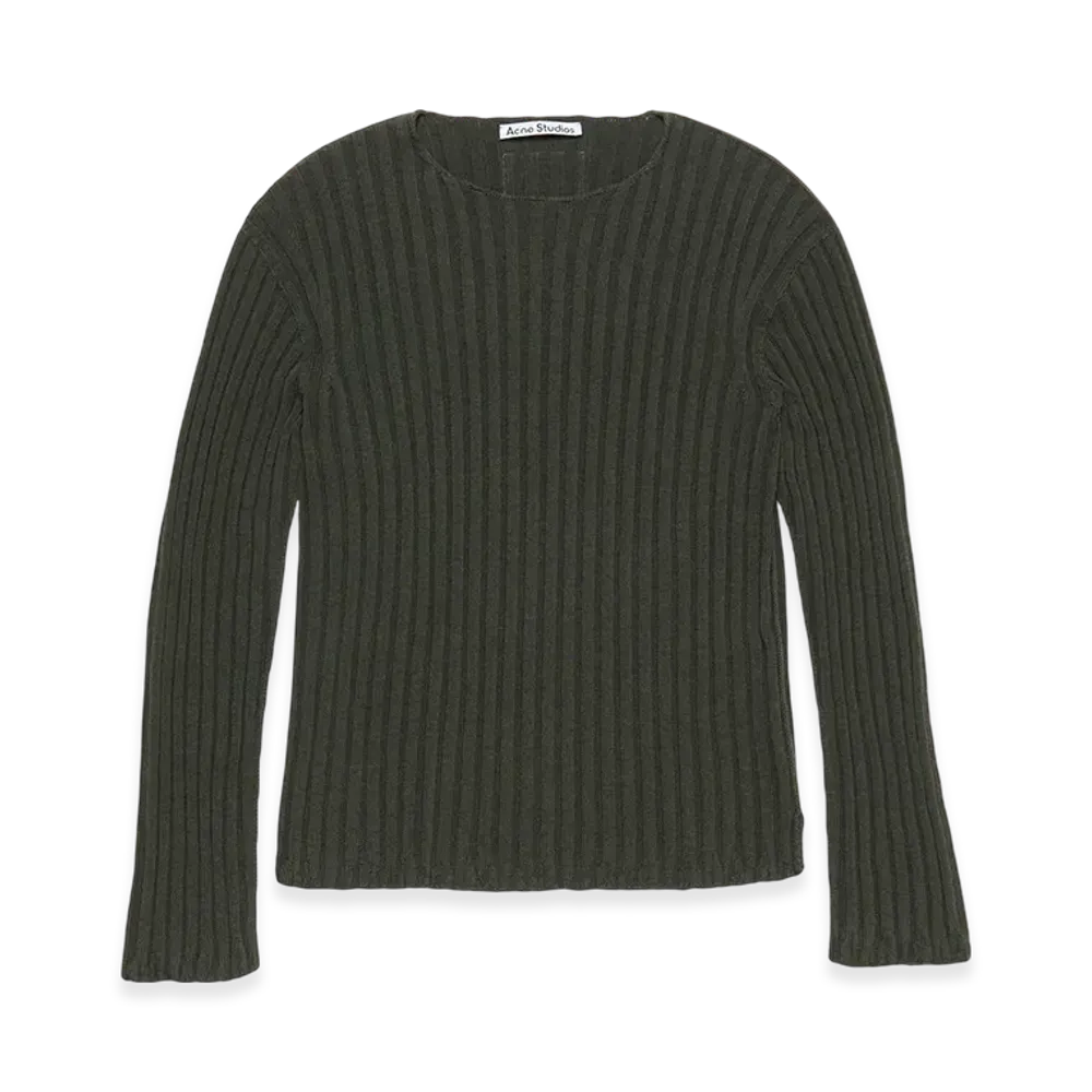 Acne Studios Ribbed Crewneck Knitwear "Vintage Green"