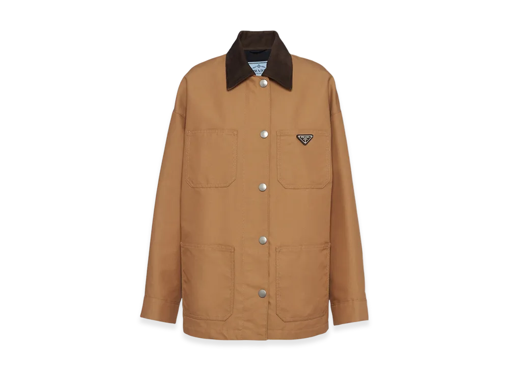 PRADA Women's Technical Canvas Blouson Jacket "Camel Brown"