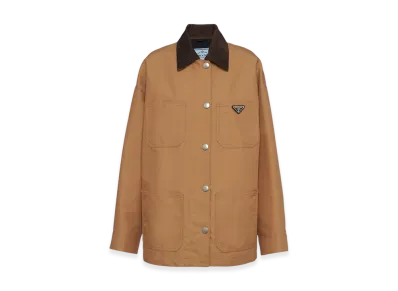 PRADA Women's Technical Canvas Blouson Jacket "Camel Brown"